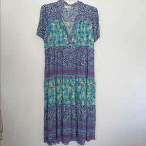 Umgee Multicolor Paisley Tiered Maxi Dress Size 2X